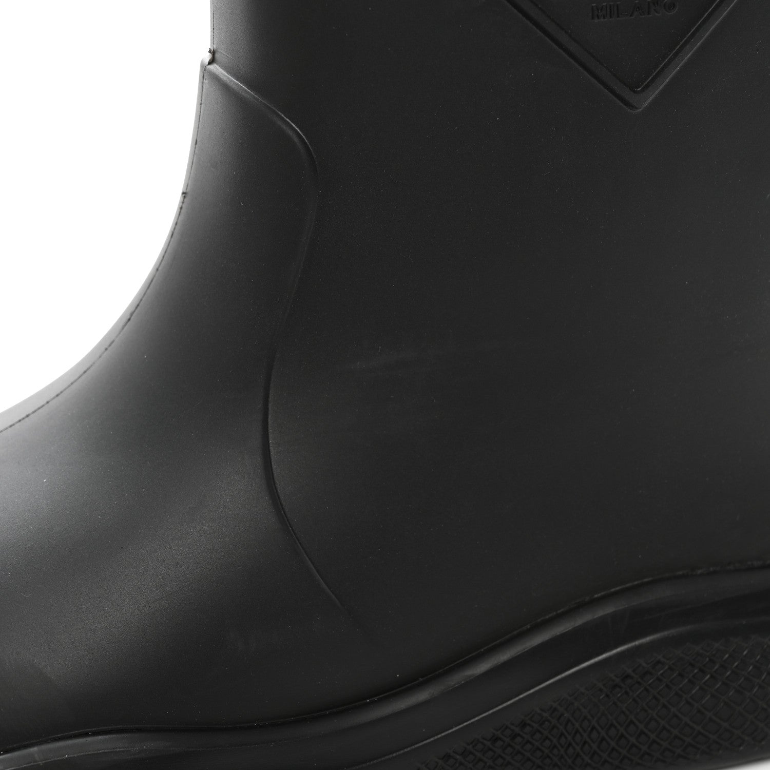 Prada Soft Mellow Rubber Triangle Logo Embossed Womens 25mm Booties 41 Black 9 of 12