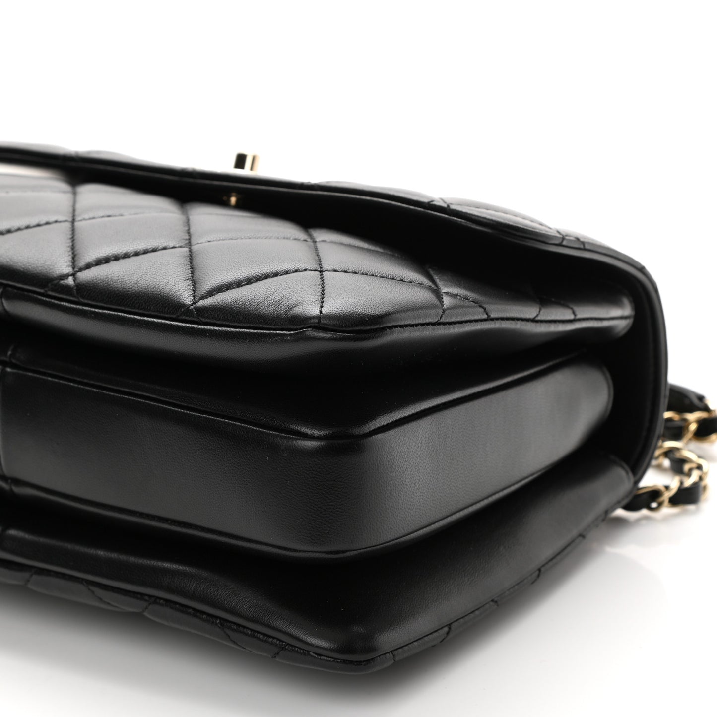 Lambskin Quilted Small Trendy CC Dual Handle Flap Bag Black