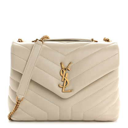 Saint Laurent Calfskin Y Quilted Monogram Small Loulou Chain Satchel Crema Soft 1 of 14