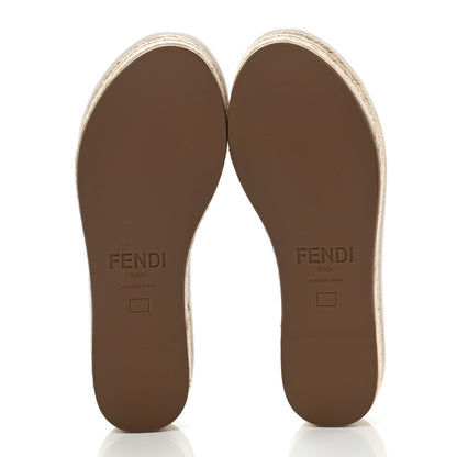 Fendi Nappa FF Embossed Espadrille Platform Sandals 37.5 Snow 5 of 7
