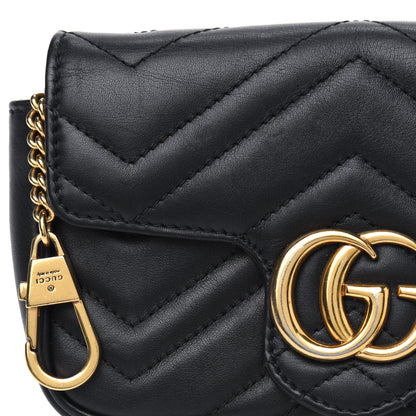 Gucci Calfskin Matelasse Super Mini GG Marmont Shoulder Bag Black 4 of 4