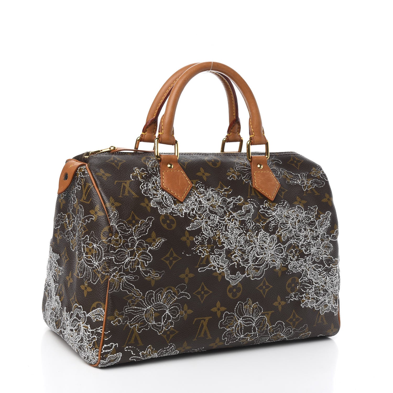 Louis Vuitton Monogram Dentelle Speedy 30 Silver 3 of 9