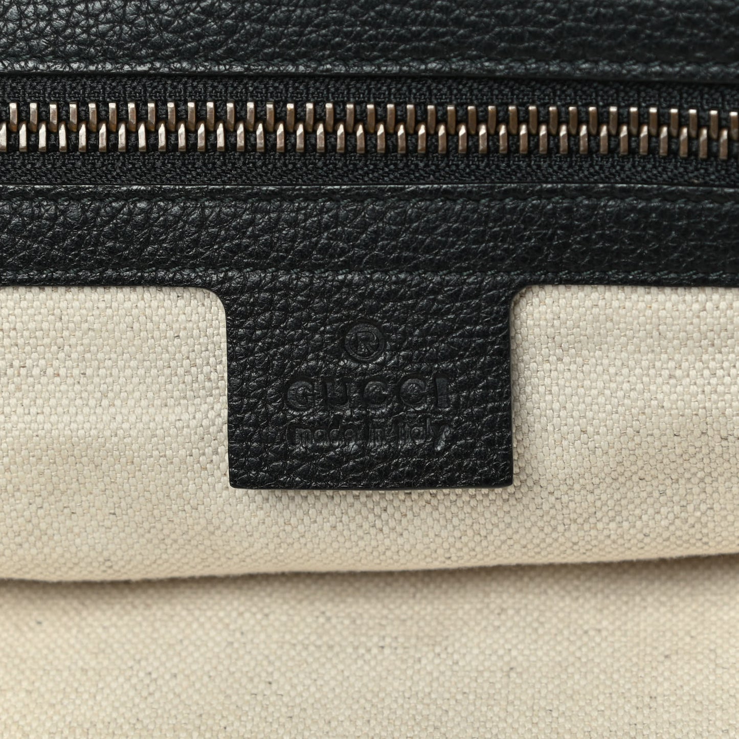 Grained Calfskin Logo Half Moon Hobo Black