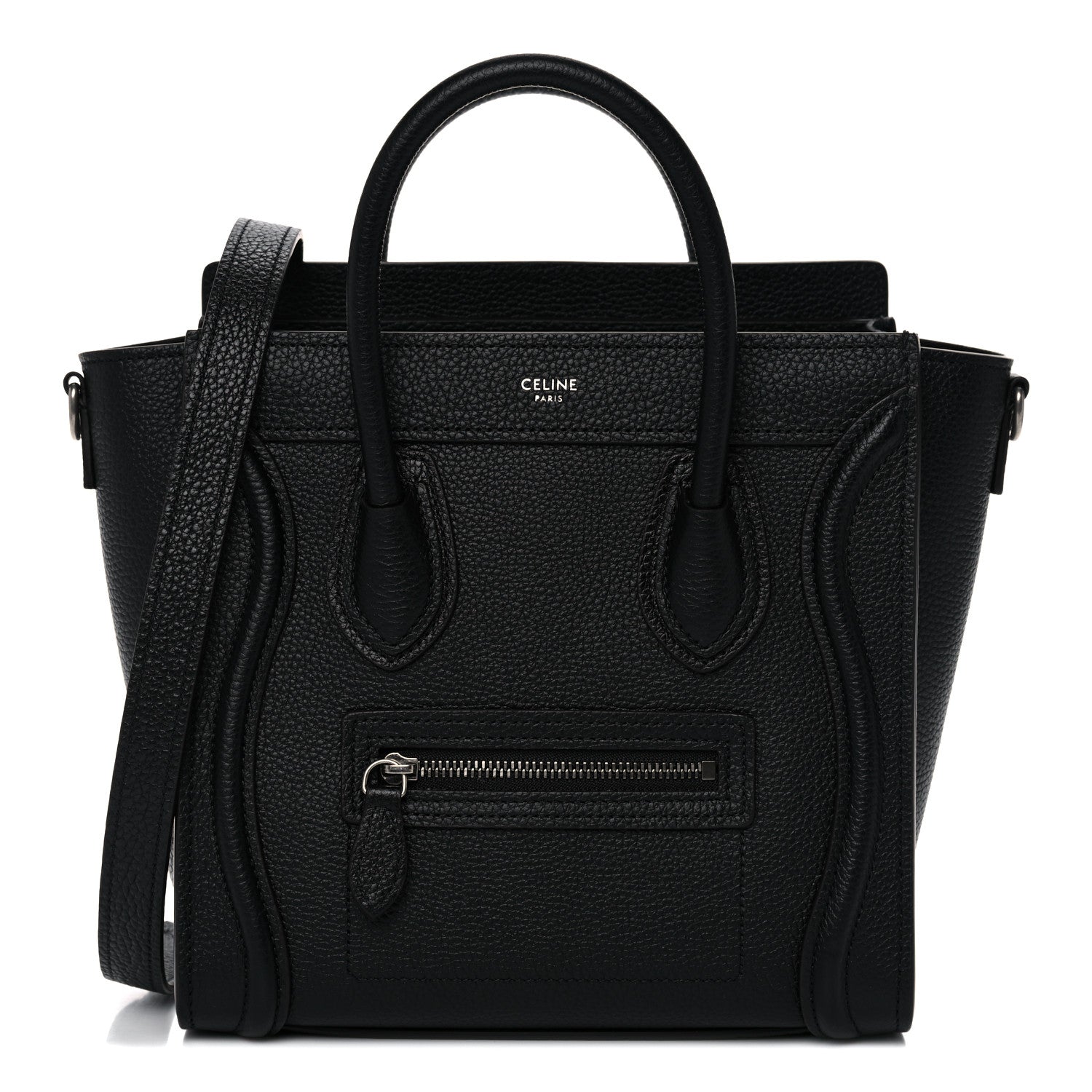 Celine Drummed Calfskin Nano Luggage Black 1 of 10