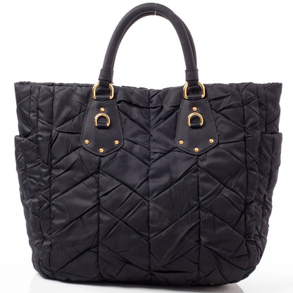 Prada Tessuto Nylon Chevron Quilted Tote Black 4 of 9
