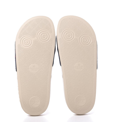 Gucci Terry Cloth GG Monogram Slide Sandals 37 Blue Red 6 of 8