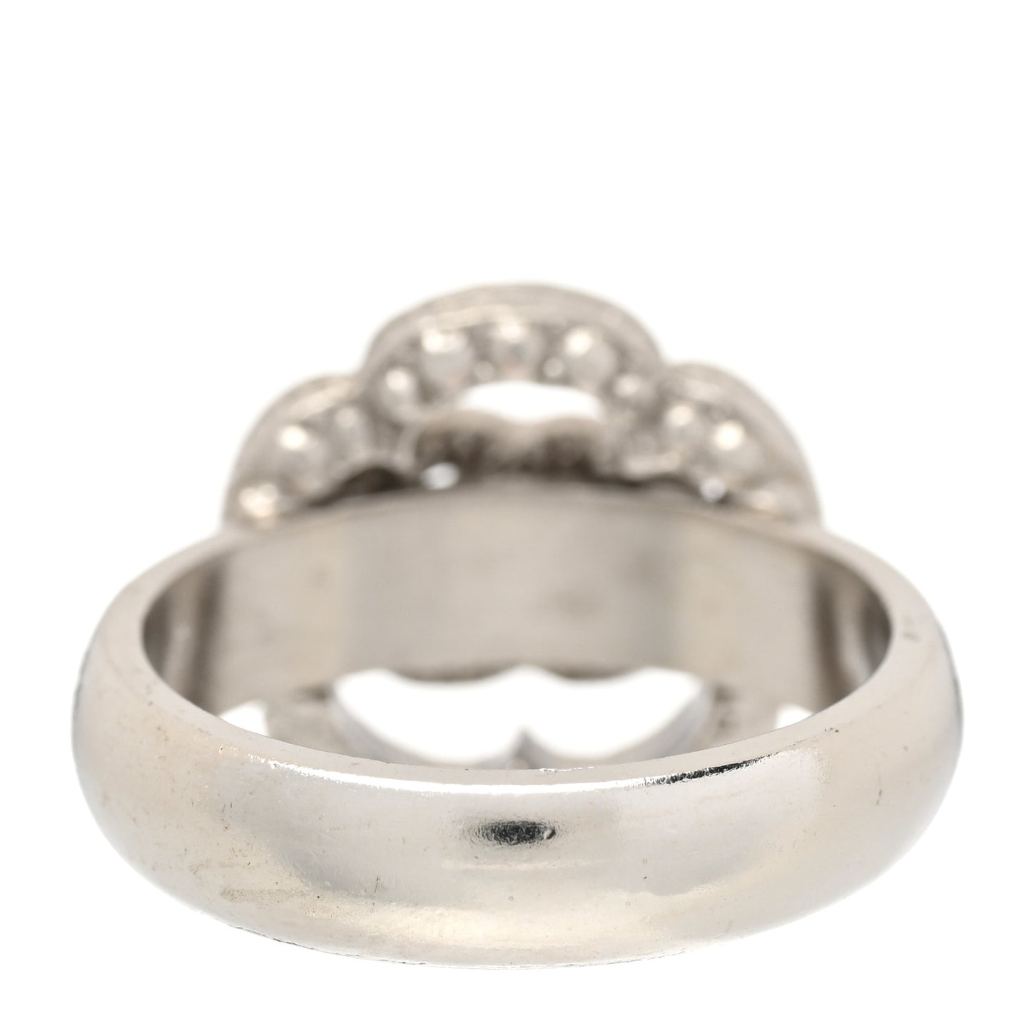 Crystal Coco Flapper Camellia CC Ring 52/6 Silver
