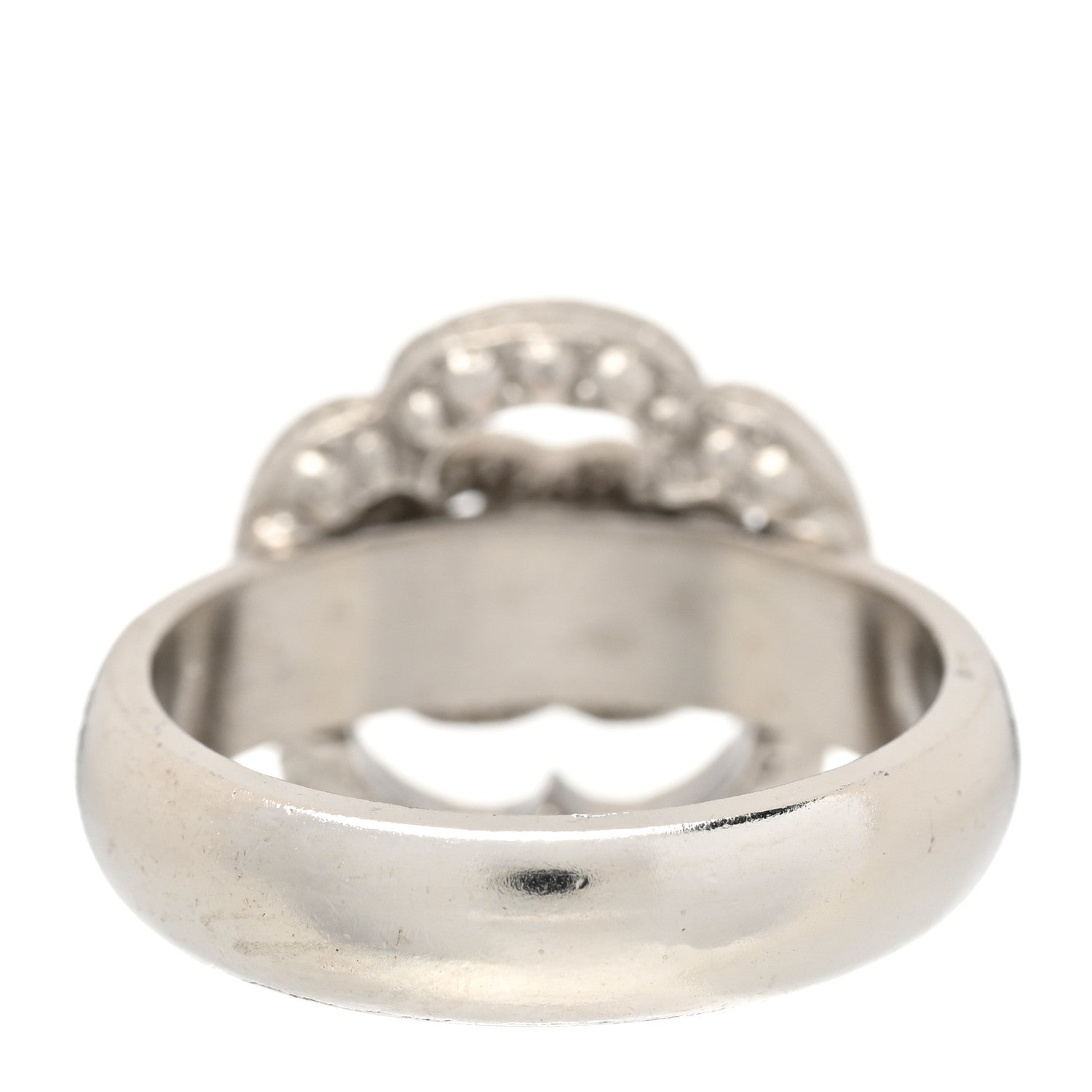 Chanel Crystal Coco Flapper Camellia CC Ring 52/6 Silver 3 of 6
