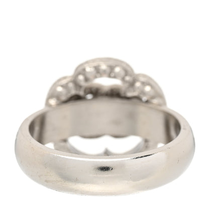 Chanel Crystal Coco Flapper Camellia CC Ring 52/6 Silver 3 of 6