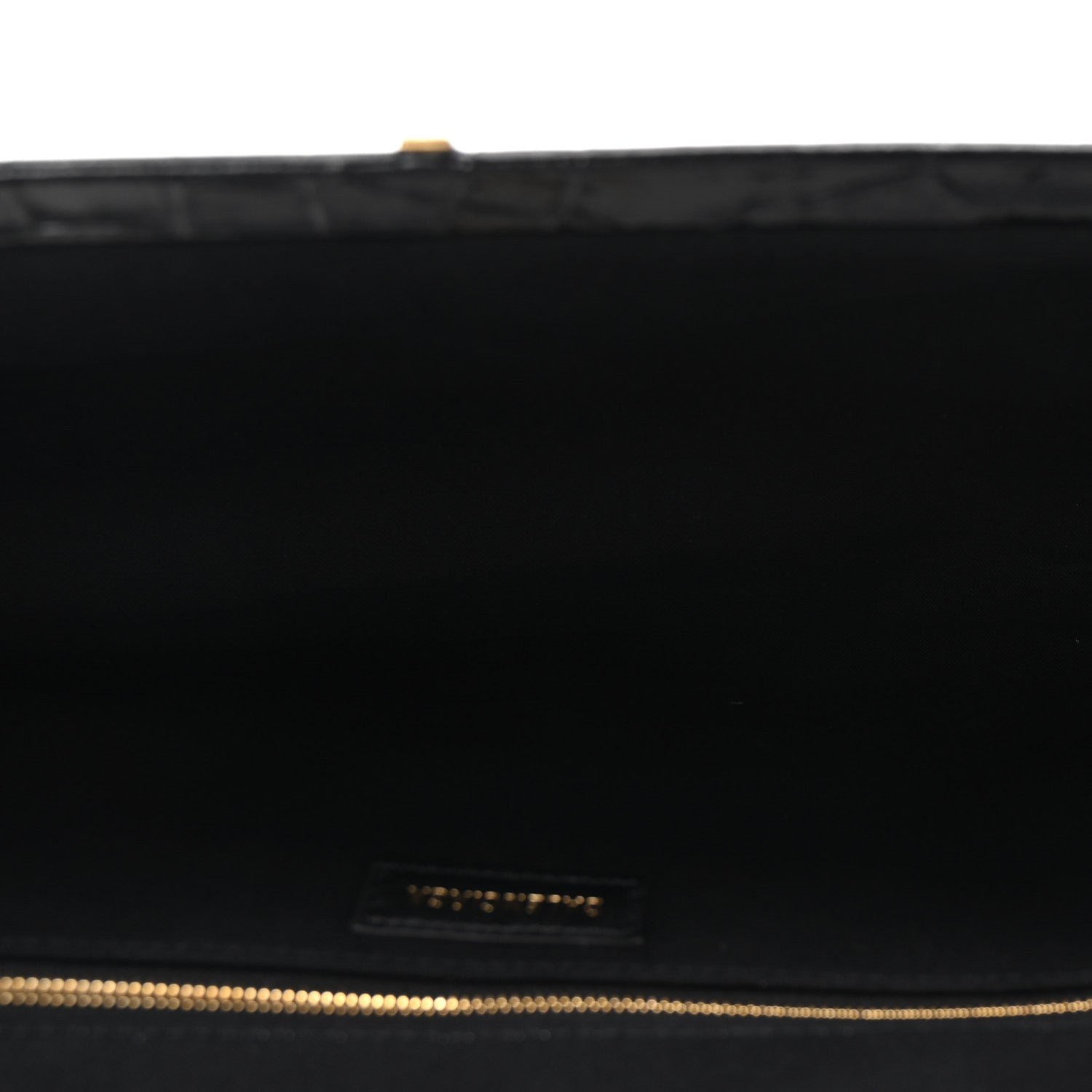 Balenciaga Shiny Supple Calfskin Logo Crocodile Embossed XL Cloud Clutch Black White 5 of 10