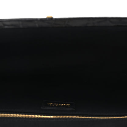 Balenciaga Shiny Supple Calfskin Logo Crocodile Embossed XL Cloud Clutch Black White 5 of 10