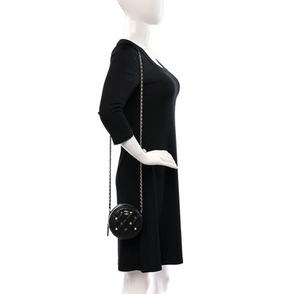 Chanel Lambskin Quilted Studded Round Clutch With Chain Black 2 of 9