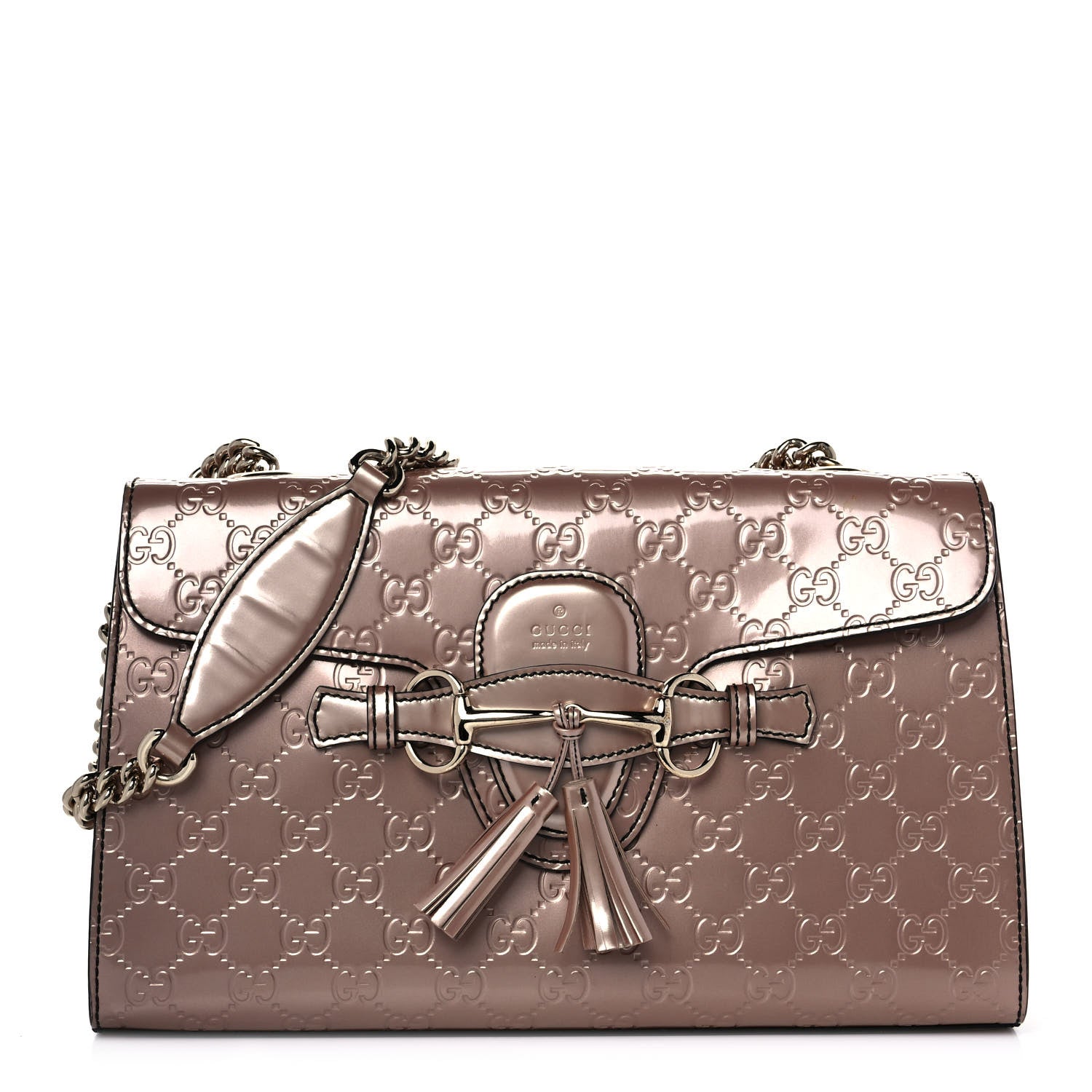 Gucci Shine Guccissima Medium Emily Chain Shoulder Bag Dark Cipria 1 of 14