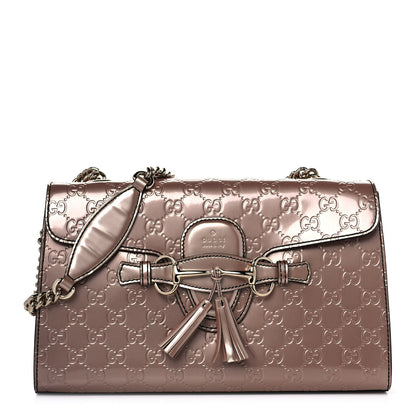 Gucci Shine Guccissima Medium Emily Chain Shoulder Bag Dark Cipria 1 of 14