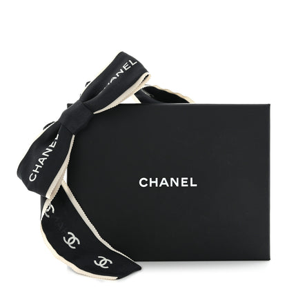 Chanel Silk CC Hair Tie Black Ecru 7 of 7