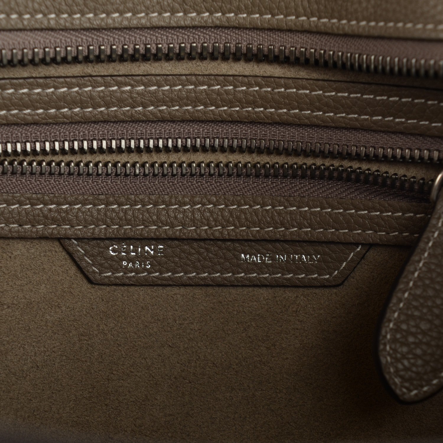 Celine Drummed Calfskin Micro Luggage Souris 6 of 8
