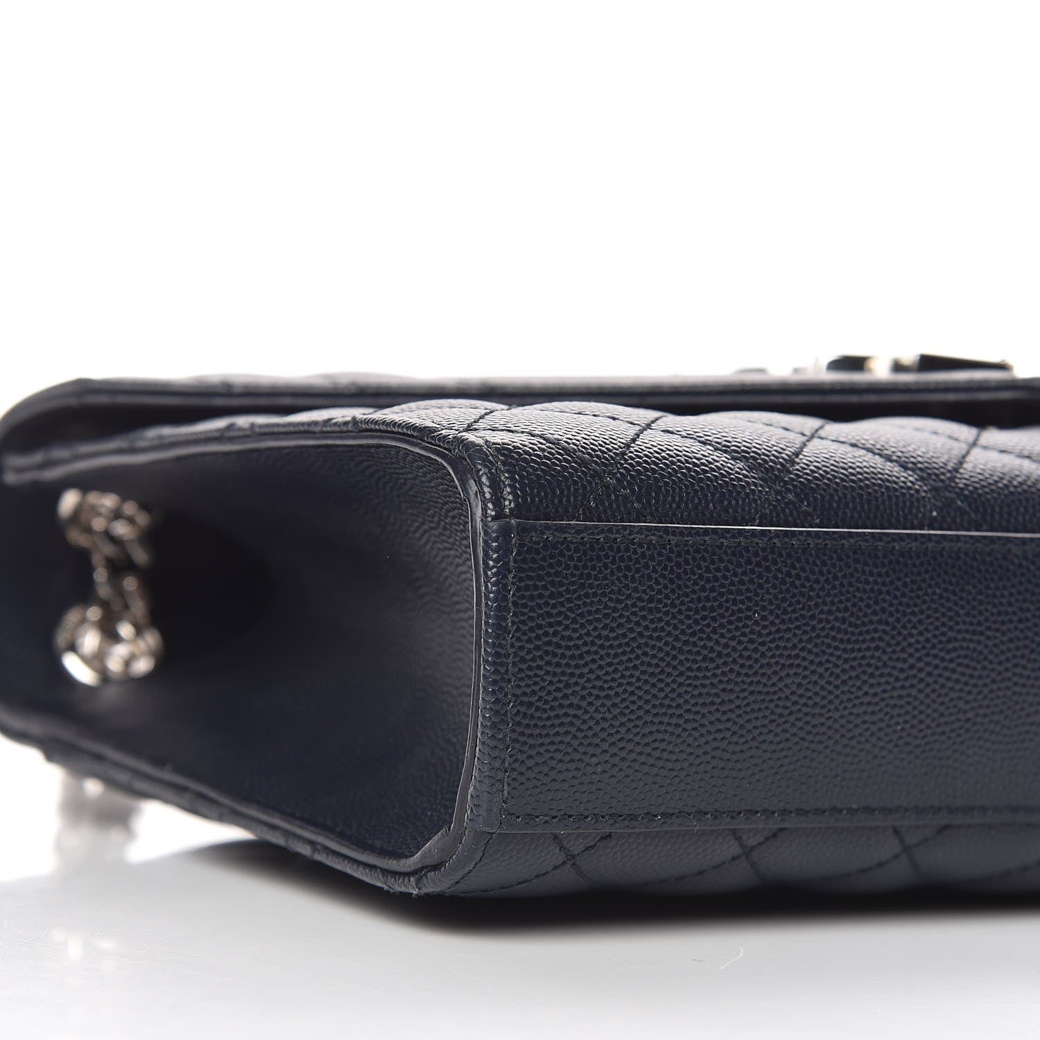 Saint Laurent Grain De Poudre Textured Mixed Matelasse Triquilt Medium Monogram Satchel Deep Marine 5 of 10