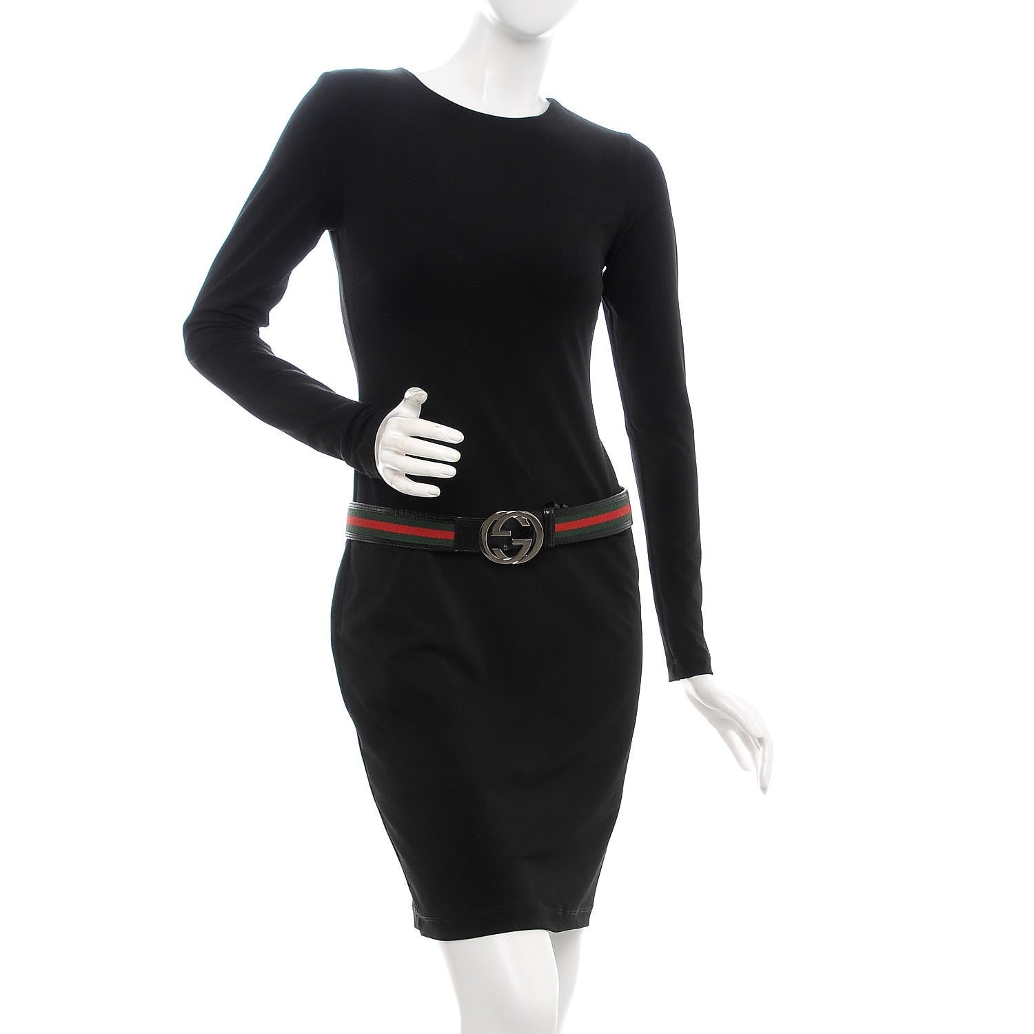 Gucci Calfskin Web Interlocking G Belt 85 34 Black 2 of 7