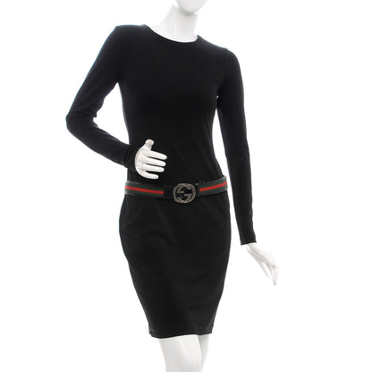 Gucci Calfskin Web Interlocking G Belt 85 34 Black 2 of 7