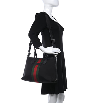 Gucci Nylon Web Top Handle Shoulder Bag Black 2 of 9