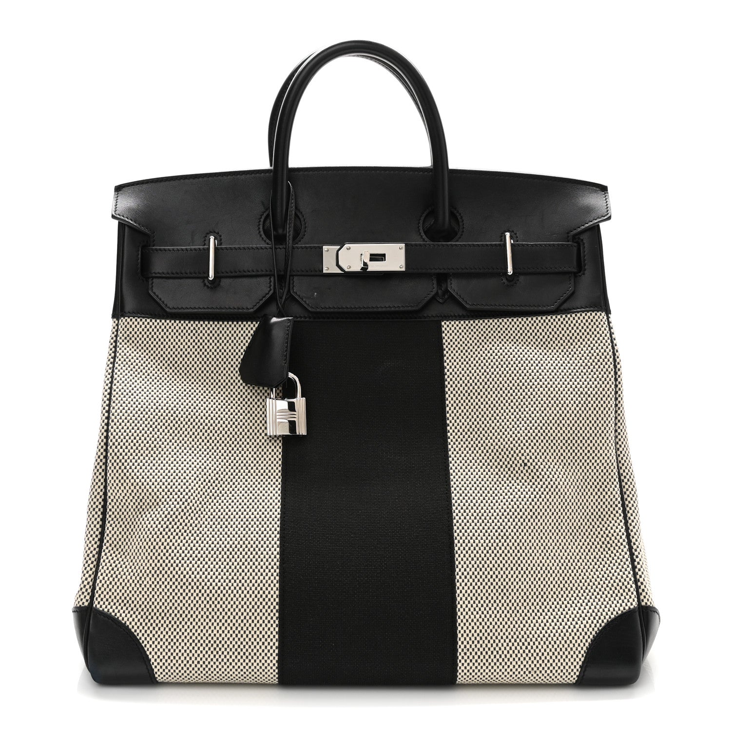 Hermes Hunter Criss Viking Evergrain Flag HAC Birkin 40 Ecru Black 1 of 10
