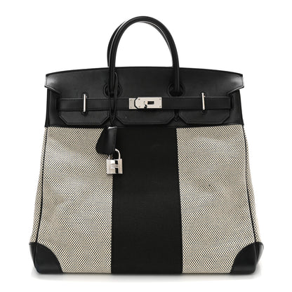 Hermes Hunter Criss Viking Evergrain Flag HAC Birkin 40 Ecru Black 1 of 10