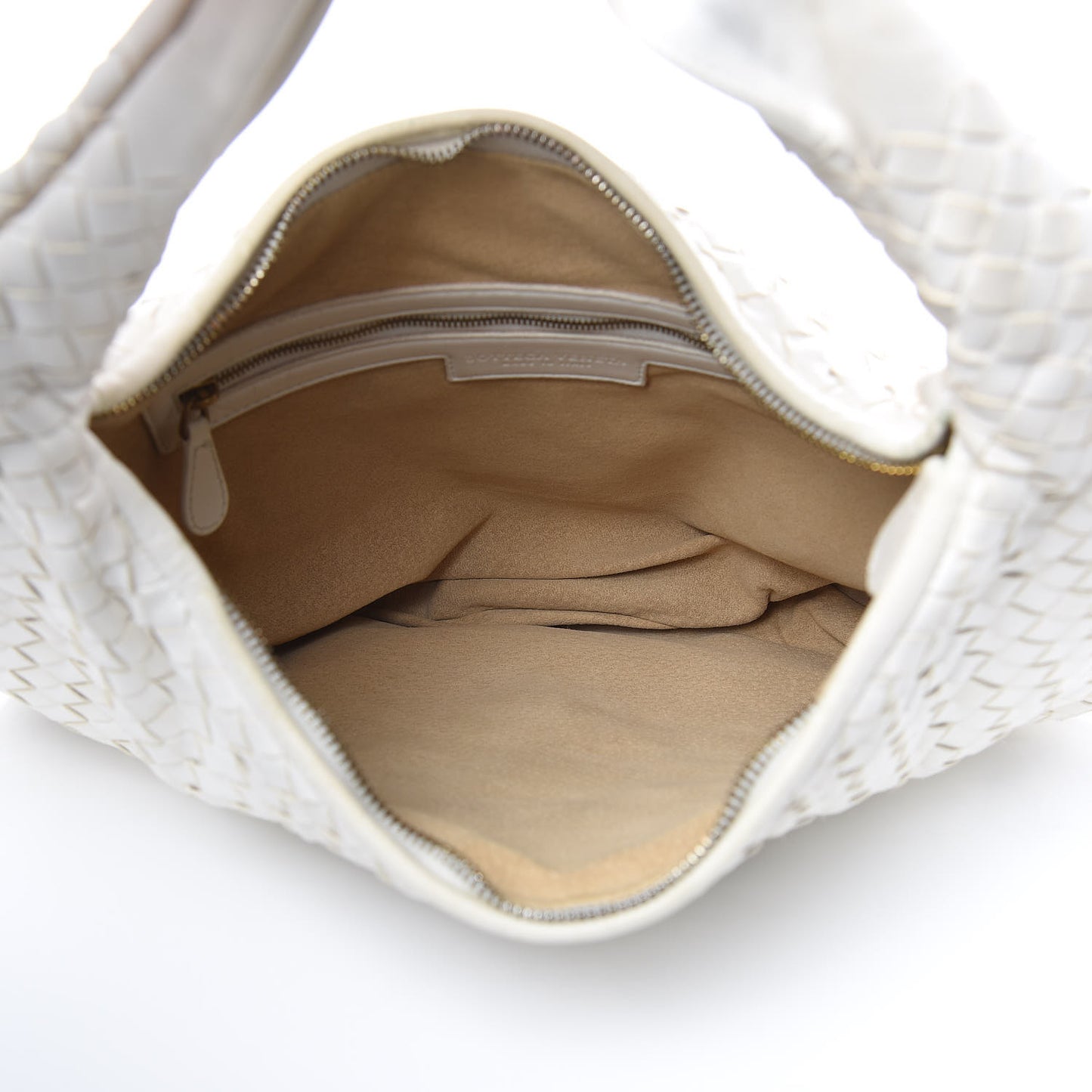 Nappa Intrecciato Flower Medium Veneta Hobo White