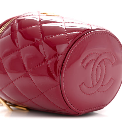 Chanel Patent Quilted Afternoon Tea Top Handle Vanity Case With Chain Dark Red 9 of 11