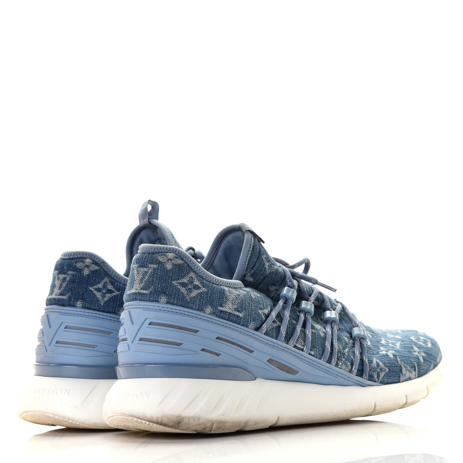 Louis Vuitton Denim Rubber Monogram Fastlane Low Sneakers 11 Navy 4 of 12