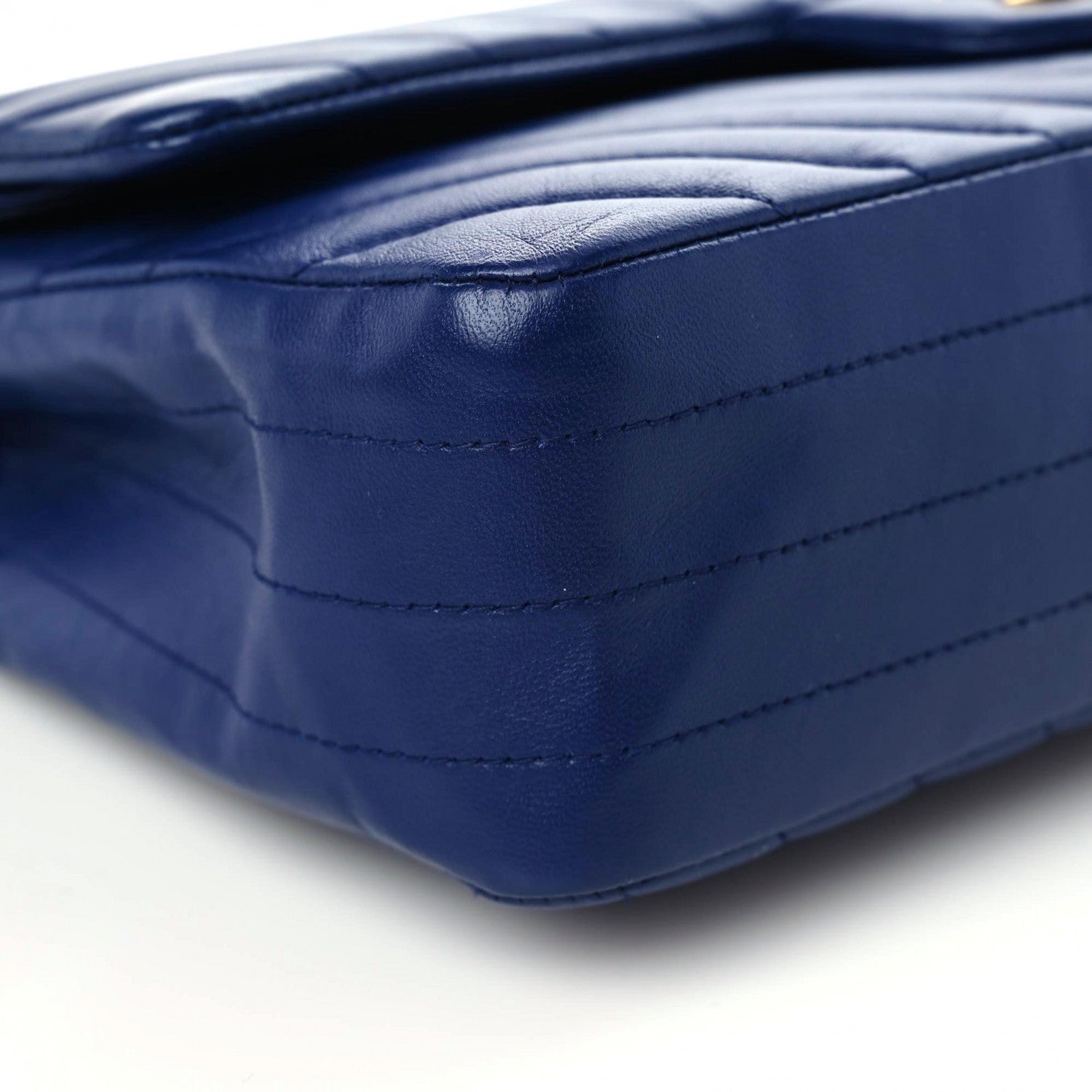 Chanel Lambskin Chevron Quilted Medium Double Flap Blue 5 of 10