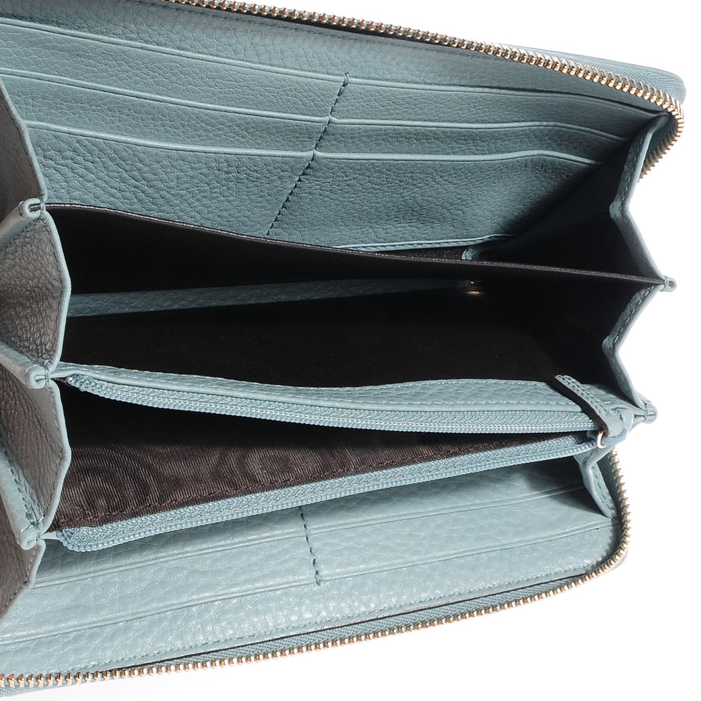 Leather Soho Zip Around Wallet Light Blue