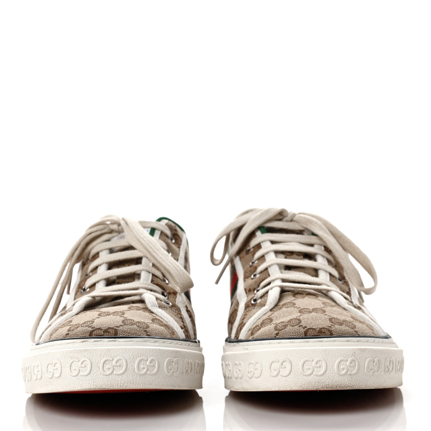 Gucci GG Monogram Web Mens 1977 Tennis Sneakers 10 Beige Ebony Mystic White 2 of 9