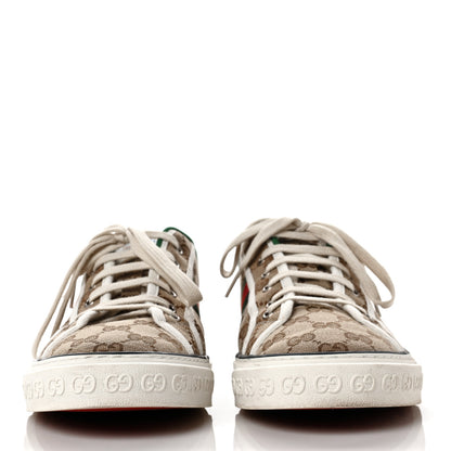 Gucci GG Monogram Web Mens 1977 Tennis Sneakers 10 Beige Ebony Mystic White 2 of 9