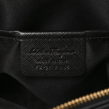 Salvatore Ferragamo Hammered Calfskin Lydia Bow Camera Bag Black 7 of 8