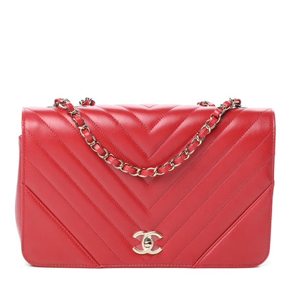 Chanel Calfskin Chevron Quilted Large Statement Flap Red 1 of 10