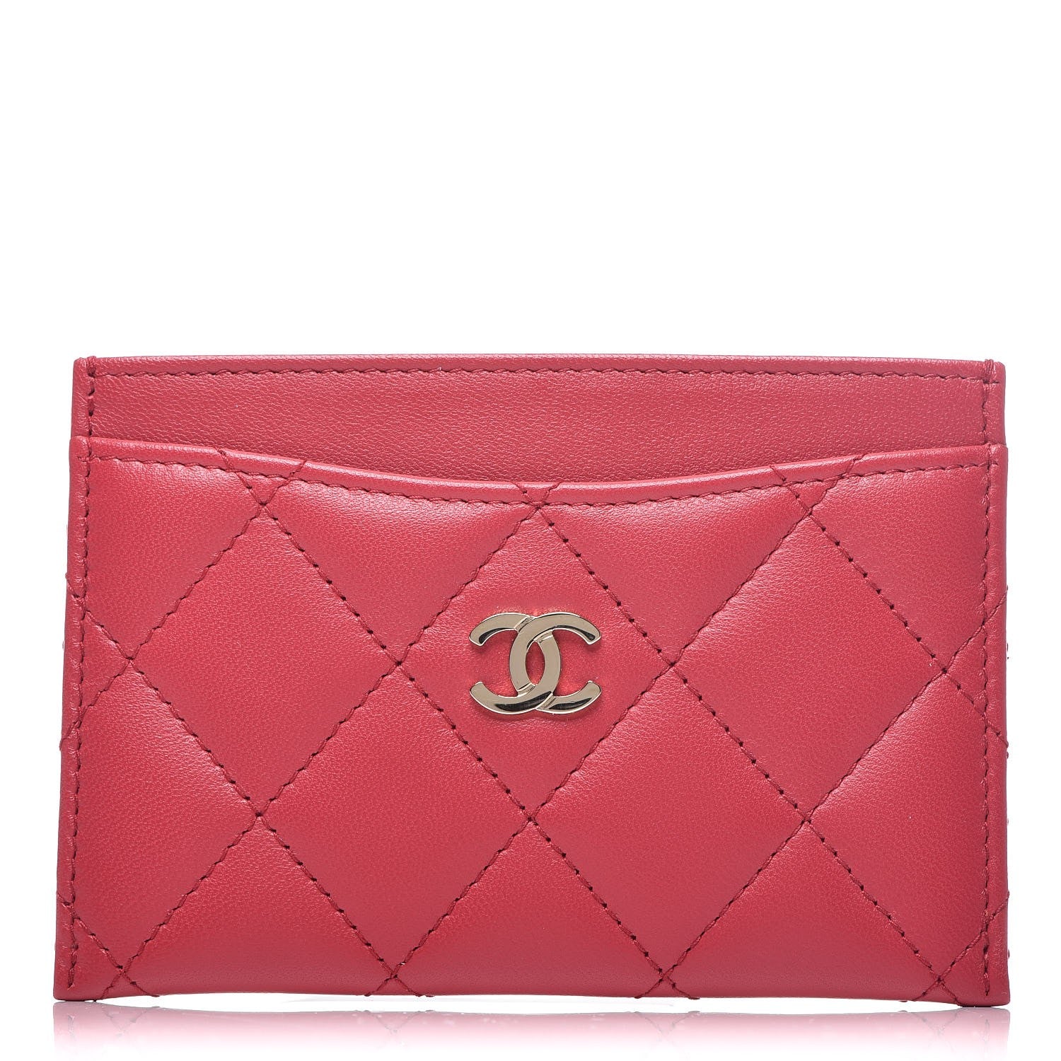 Chanel Lambskin Quilted Card Holder Dark Pink 1 of 9