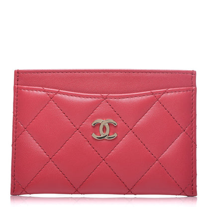 Chanel Lambskin Quilted Card Holder Dark Pink 1 of 9