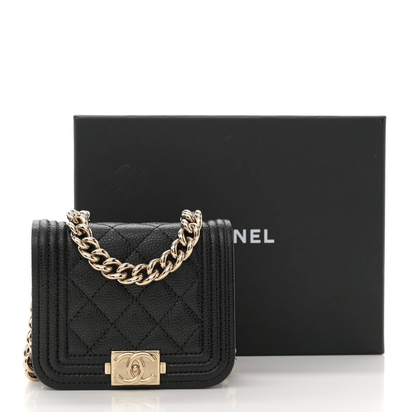 Caviar Quilted Boy Flap Waist Belt Bag Black