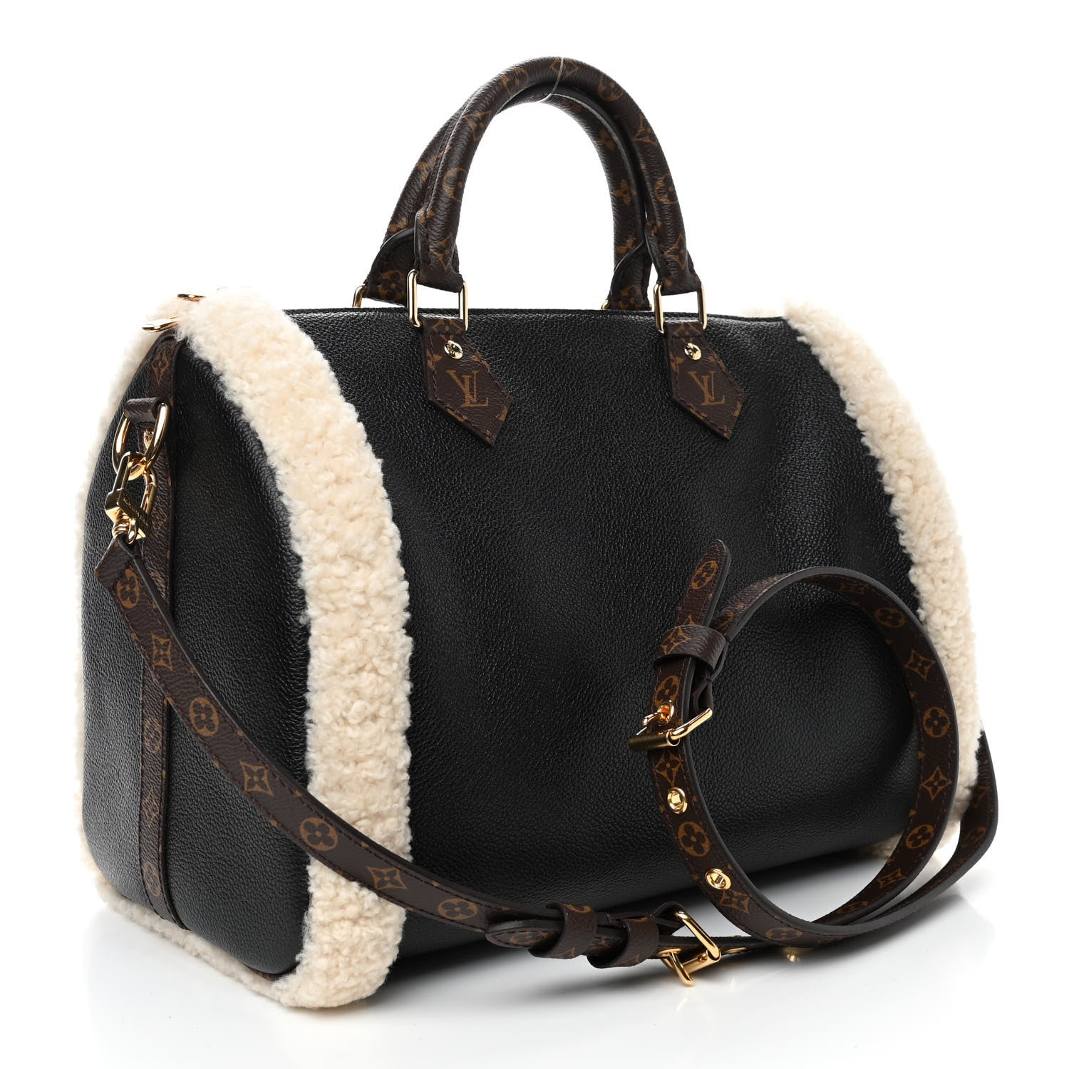 Louis Vuitton Calfskin Monogram Teddy Speedy Bandouliere 30 Black 3 of 9