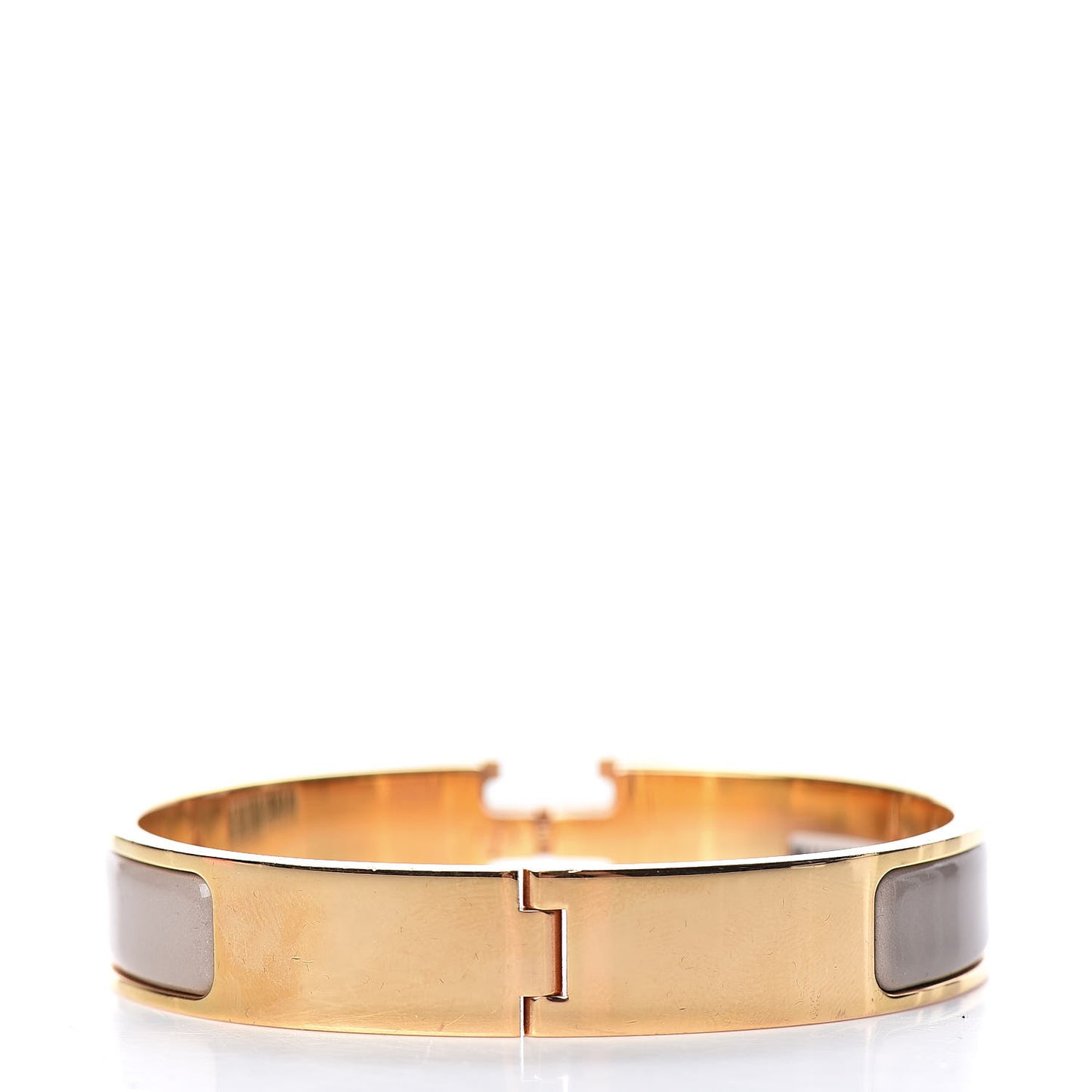 Enamel Narrow Clic Clac H Bracelet GM Marron Glace