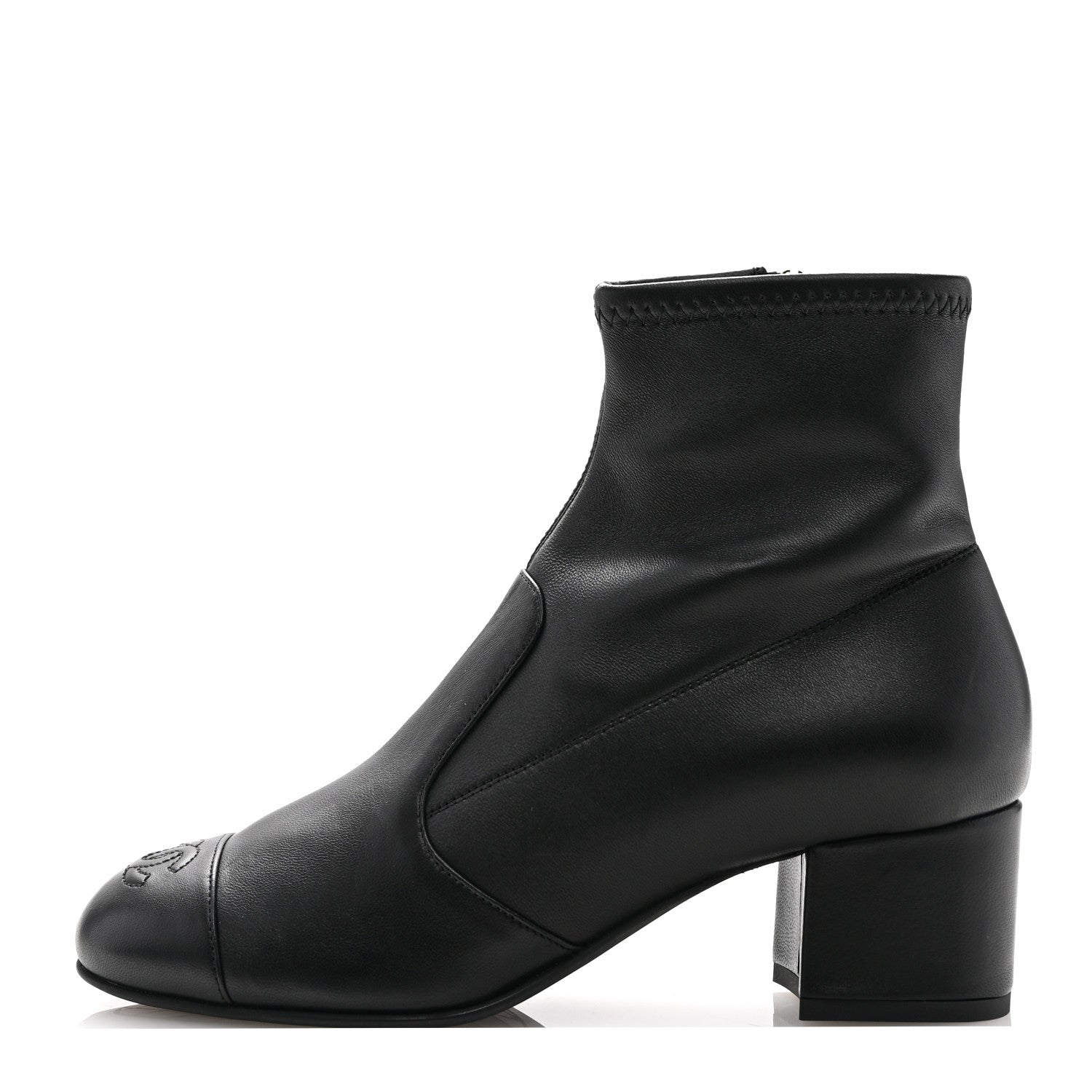 Chanel Stretch Lambskin Cap Toe CC Short Boots 37 Black 1 of 10