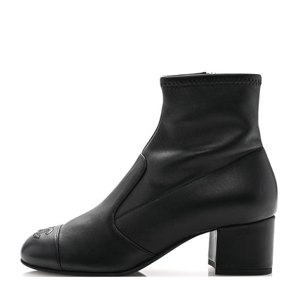 Chanel Stretch Lambskin Cap Toe CC Short Boots 37 Black 1 of 10