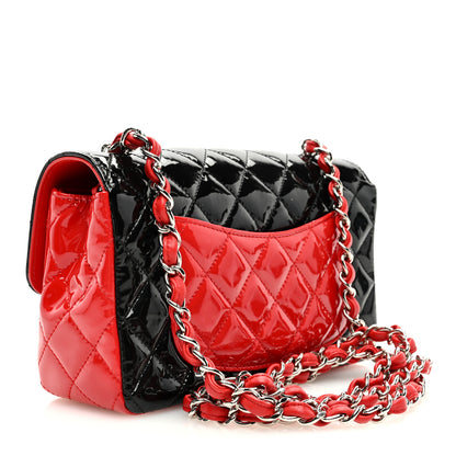 Chanel Patent Calfskin Quilted Bi-Color Mini Rectangular Flap Red Black 3 of 10
