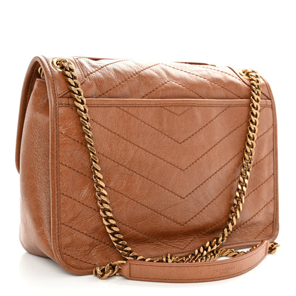Saint Laurent Crinkled Calfskin Matelasse Monogram Medium Niki Chain Satchel Light Caramel 3 of 9