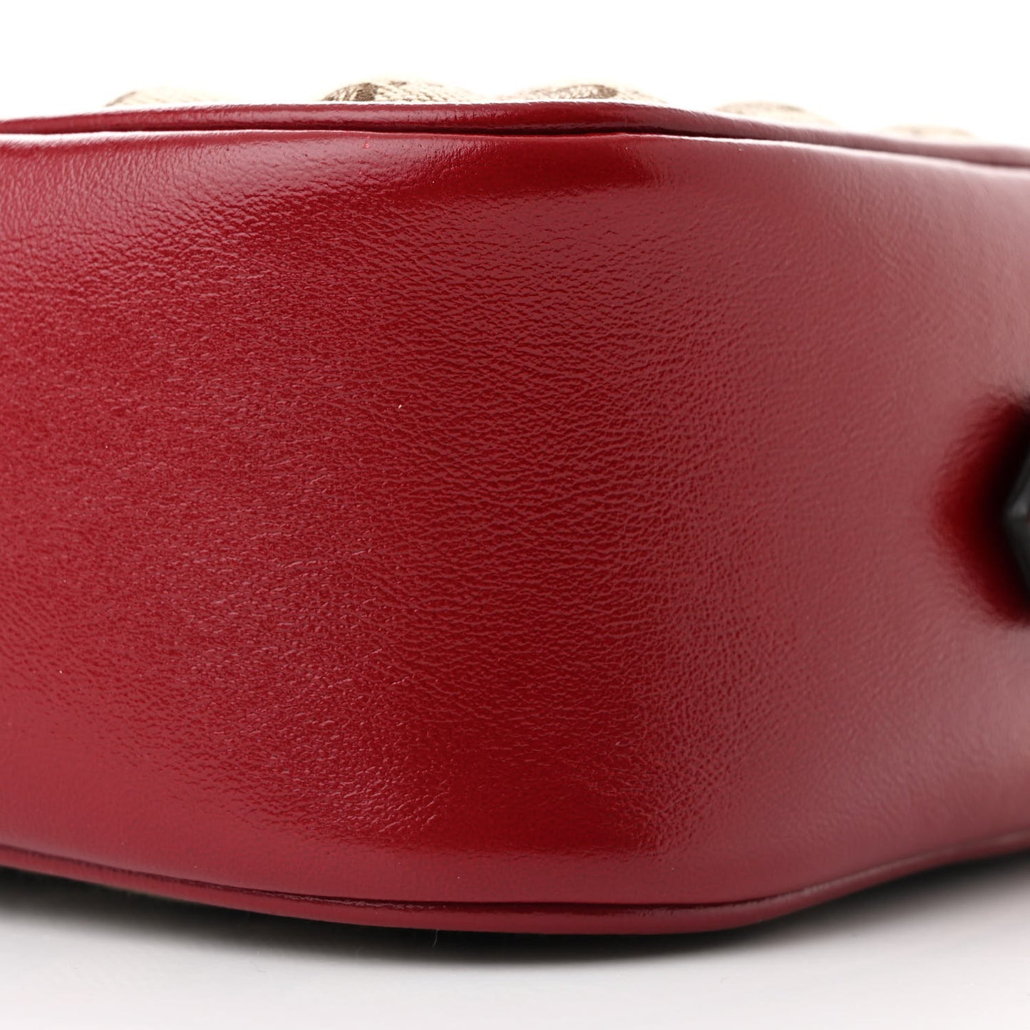 Monogram Azalea Calfskin Matelasse Diagonal Small GG Marmont Chain Shoulder Bag Beige Ebony New Cherry Red