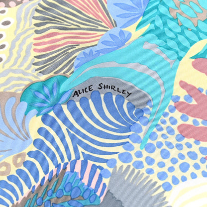 Hermes Silk Under The Waves Scarf 90 Aqua Rose Pale Turquoise 3 of 6