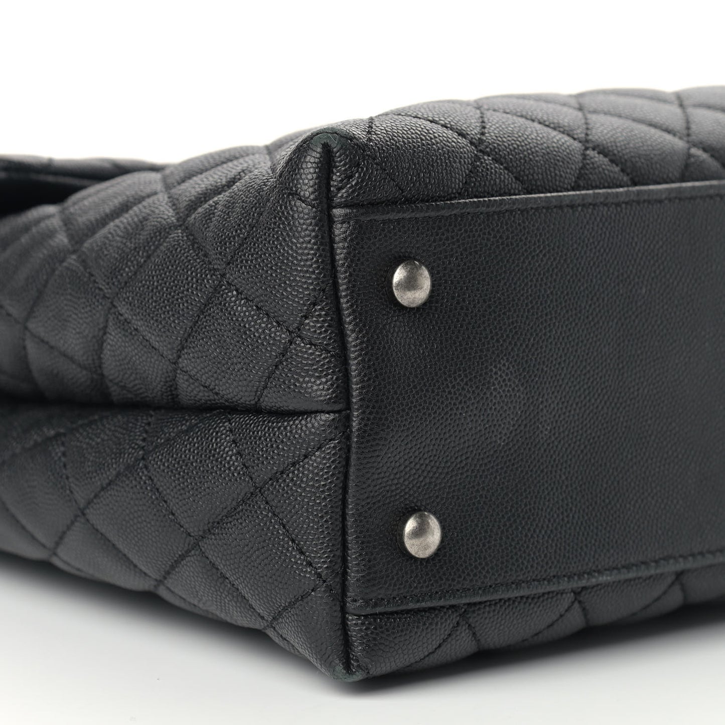 Caviar Lizard Quilted Large Coco Handle Flap Black