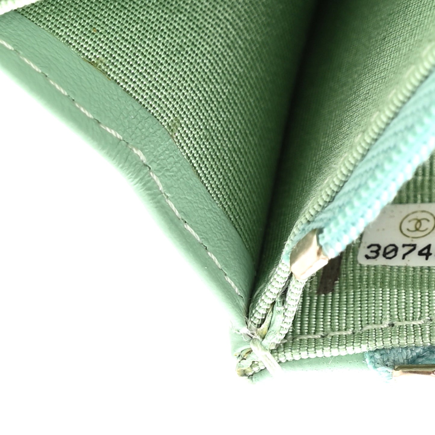 Lambskin Quilted Mini Wallet On Chain WOC Light Green