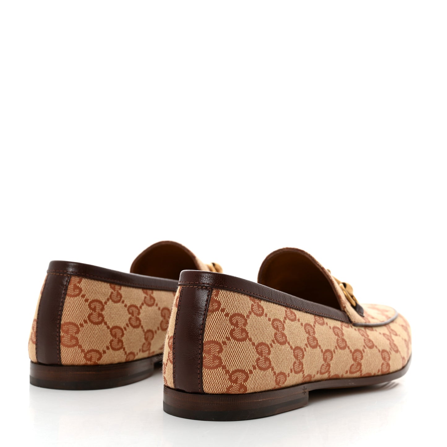 Canvas GG Monogram Horsebit Mens Jordaan Loafers 6.5 Beige Ruggine Light Brown