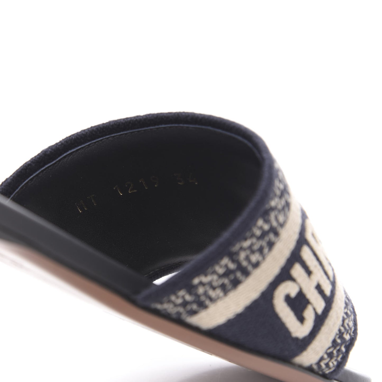 Canvas Embroidered Dway Mules Slide Sandals 34 Deep Blue